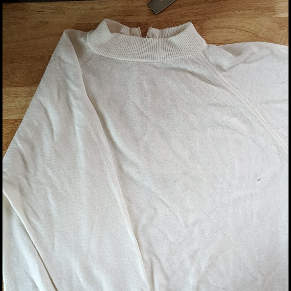 White cream mock turtle neck sweater